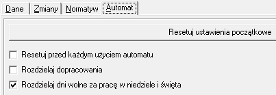 Grupa pracowników - ustawienia automatu