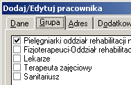 Wybór grup pracownika